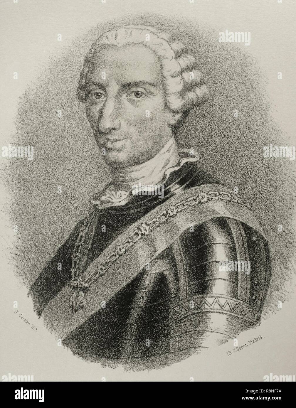 Carlos Iii De Espana 1716 1788 Rey De Espana Desde 1759 Dibujo Por J Cebrian Litografia Retrato Cronica De Espana Historia Y Ilustrada Descriptiva De Sus Provincias Castilla La Nueva 1869 Biblioteca Historico Militar