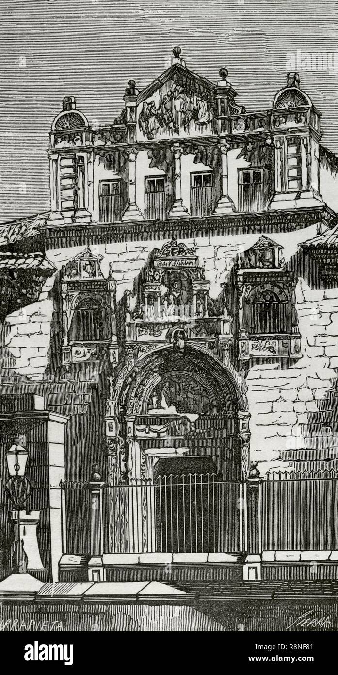 Espana Toledo Antiguo Hospital De Santa Cruz Siglo Xvi En 1846 Fue Sede Del Colegio Militar Allgemein O Colegio Militar De Infanteria Dibujo Por Urrabieta Grabado Por Sierra Cronica De Espana Historia