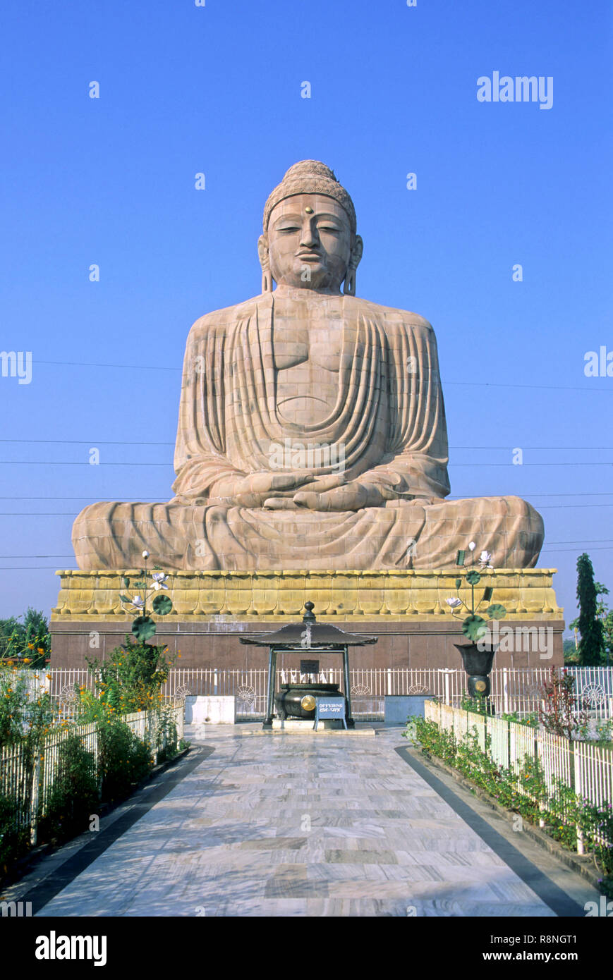 Der große Buddha Statue von 64 Fuß, Bodhgaya, Bihar, Indien Stockfoto