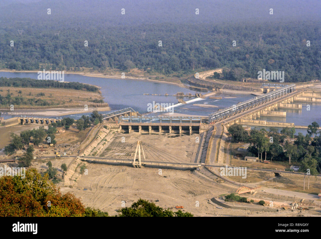 Dam auf dem Fluss Ganges, Haridwar, Uttar Pradesh, Indien Stockfoto