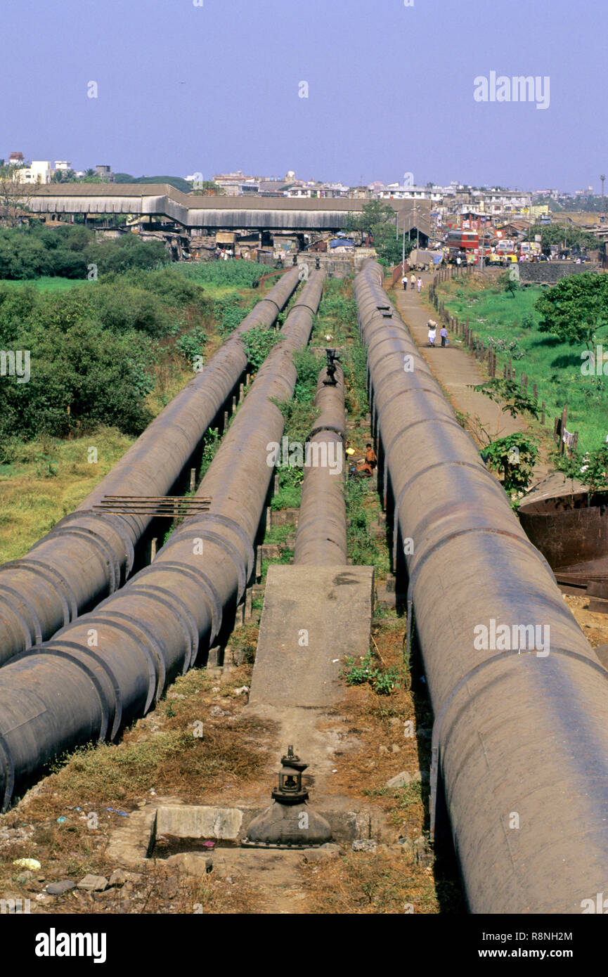 Pipeline der Wasserversorgung nach Bombay City, Bombay Mumbai Maharashtra, Indien, Indien, Asien, Asiatisch Stockfoto