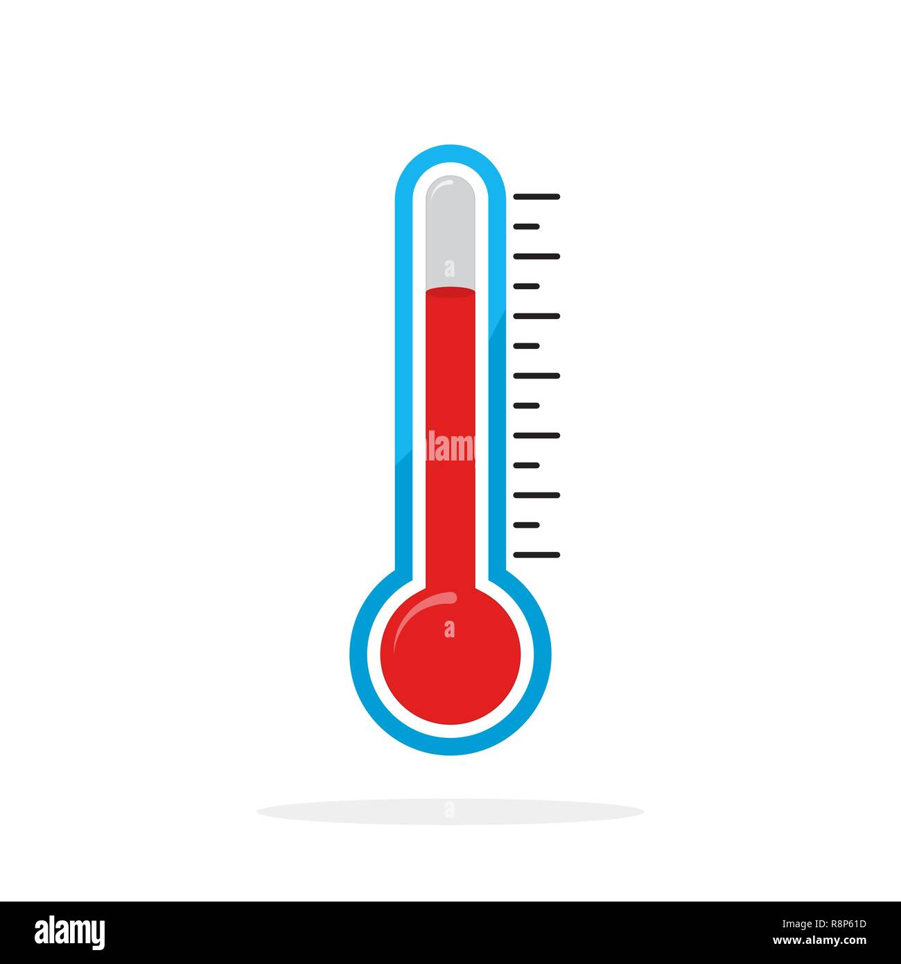 Thermometer Symbol isoliert. Vector Illustration. Farbige Thermometer im flachen Stil Stock Vektor