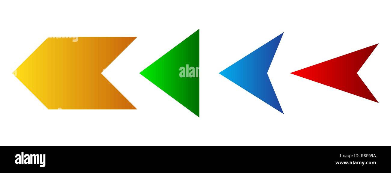 Satz von farbigen Pfeilen. Vector Illustration. Pfeile auf weißem Hintergrund. Stock Vektor