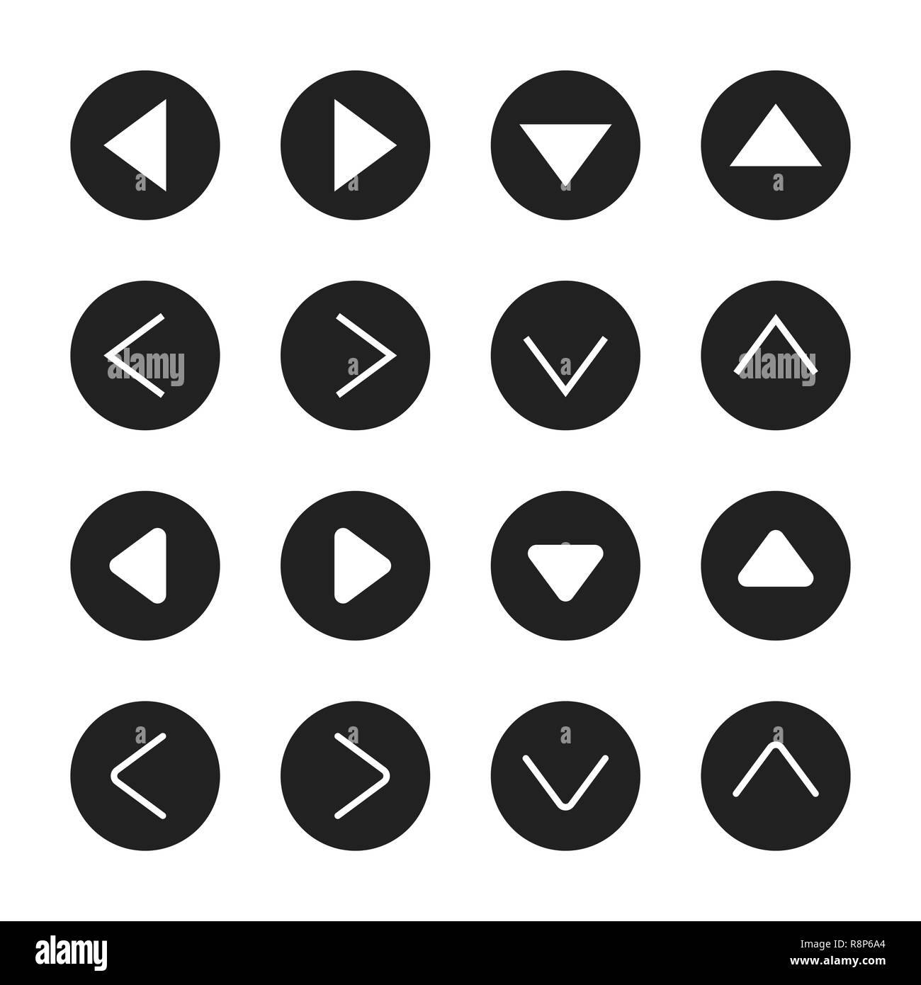 Satz von schwarzen Pfeilen. Vector Illustration. Sammlung der Pfeile in einem Kreis Stock Vektor