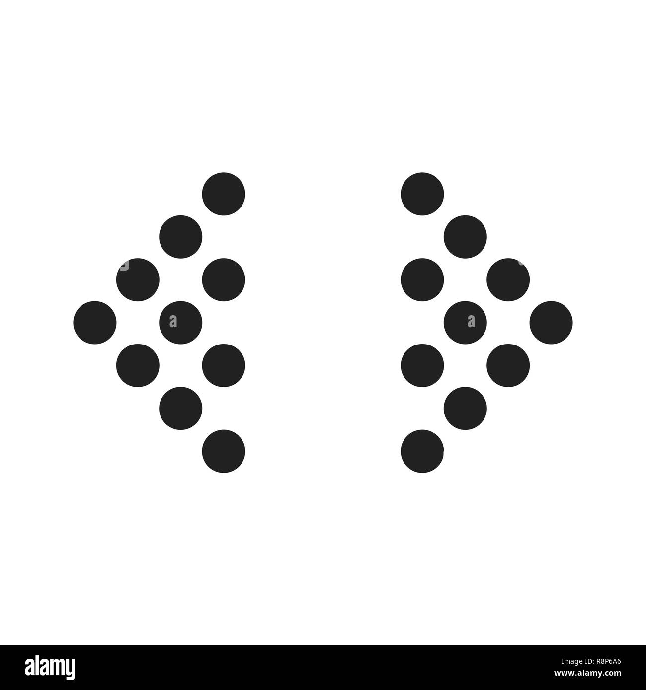 Satz von schwarz gestrichelte Pfeile. Vector Illustration. Die Pfeile rechts und links getrennt. Stock Vektor