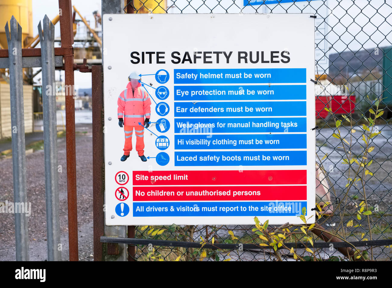 Baustelle Gesundheit und Sicherheit Zeichen Bildmaterial Stockfoto