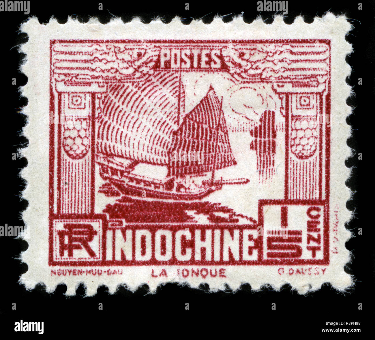 Briefmarke aus dem französischen Indochina in den Indigenen Motiven Serie 1931 ausgestellt Stockfoto