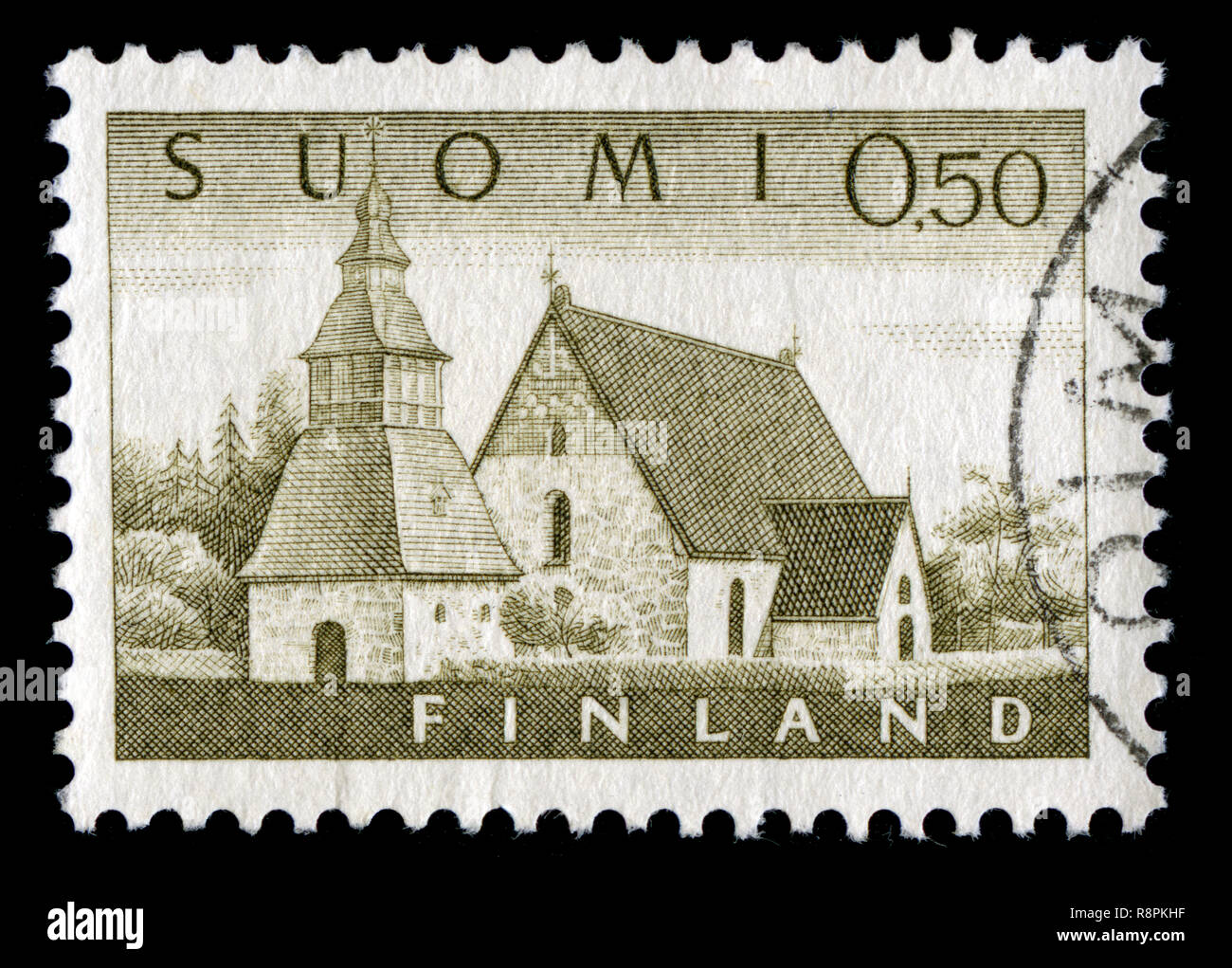 Briefmarke aus Finnland im Lammi Kirche Serie 1963 ausgestellt Stockfoto