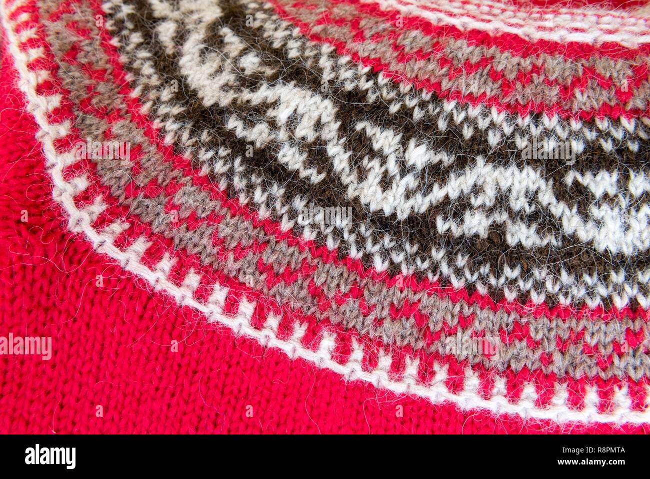 Island, Westfjorde, Vestfirdir Region, Bolungarvik, traditionelle isländische Jumper Stockfoto