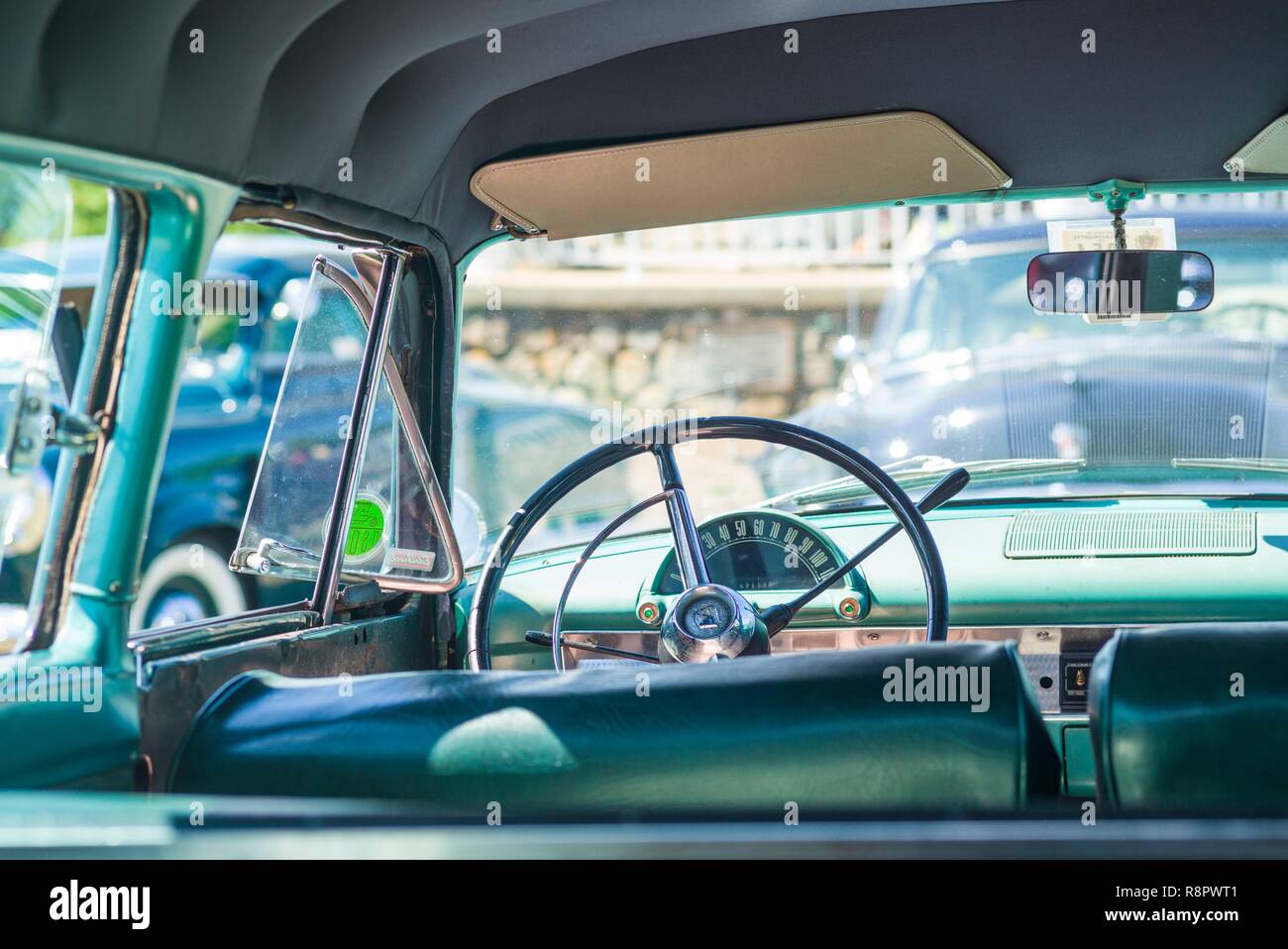 United States, New England, Massachusetts, Cape Ann, Gloucester, 1950s-era Ford Interieur Stockfoto