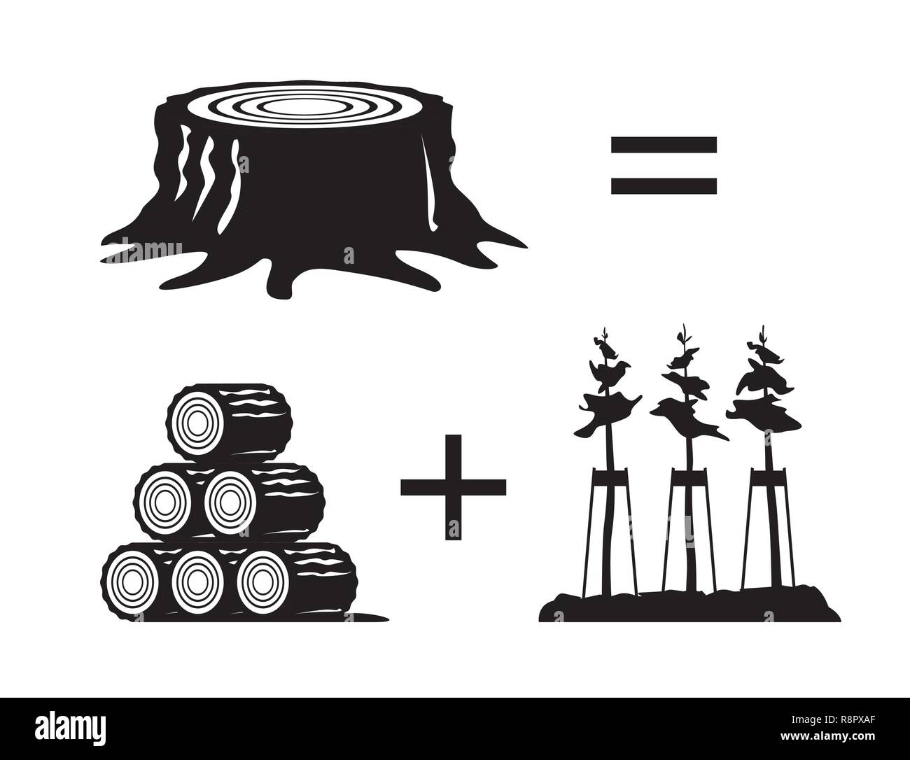 Wiederherstellung einer gehackten Wald - Vector Illustration Stock Vektor