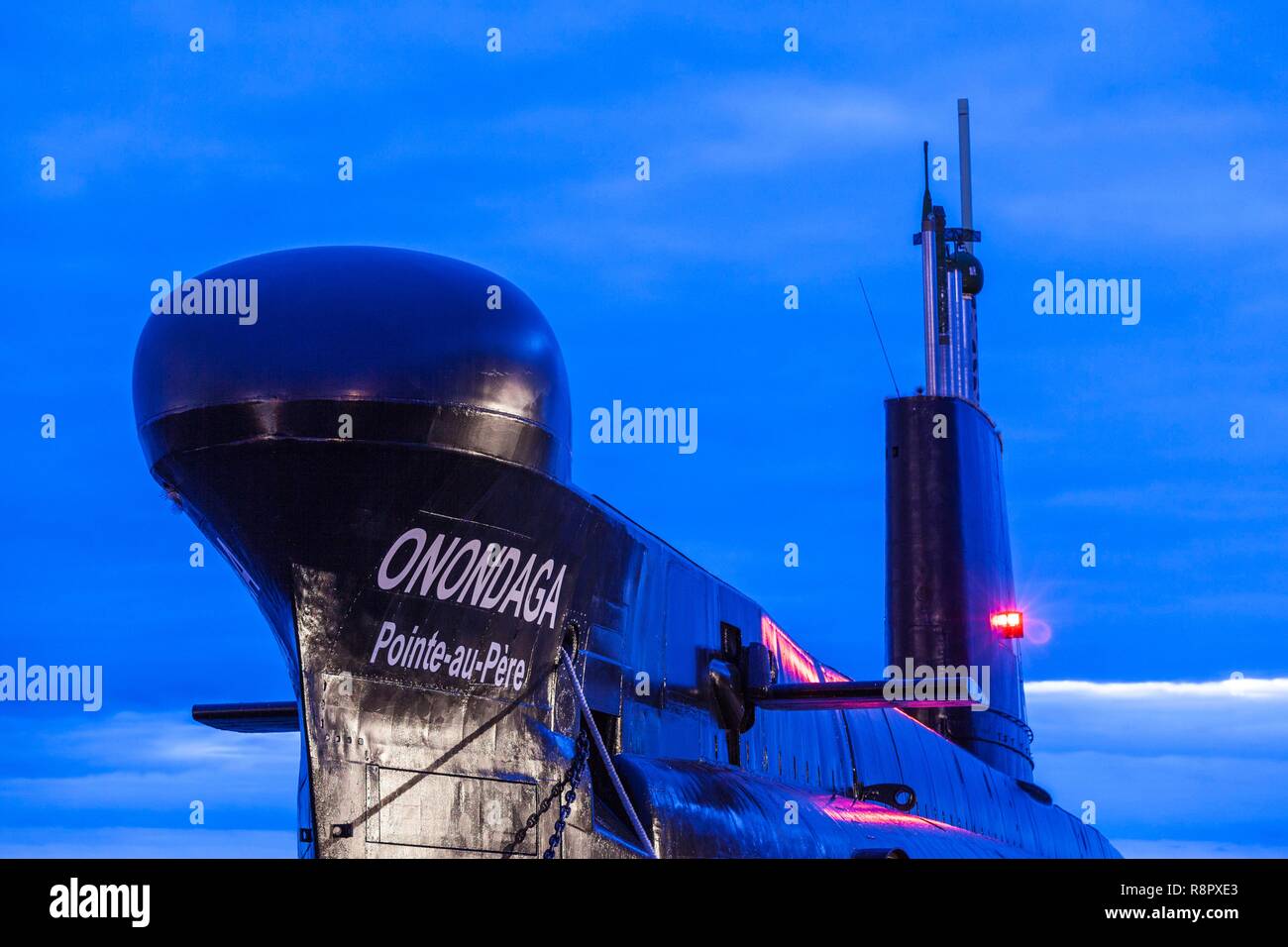 Kanada, Quebec, Region Bas-Saint-Laurent, Rimouski, das U-Boot Onandaga, Dämmerung Stockfoto