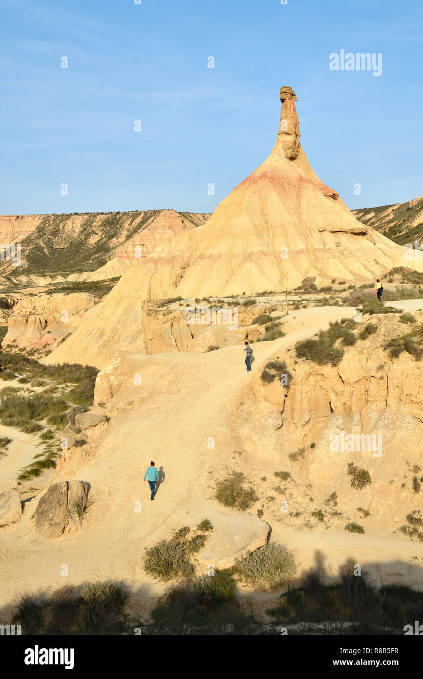 Spanien, Navarra, Arguedas, Wüste Bardenas Reales, Naturpark, UNESCO-Biosphärenreservat, Castil de Tierra, die ikonische Fairy Chimney Stockfoto