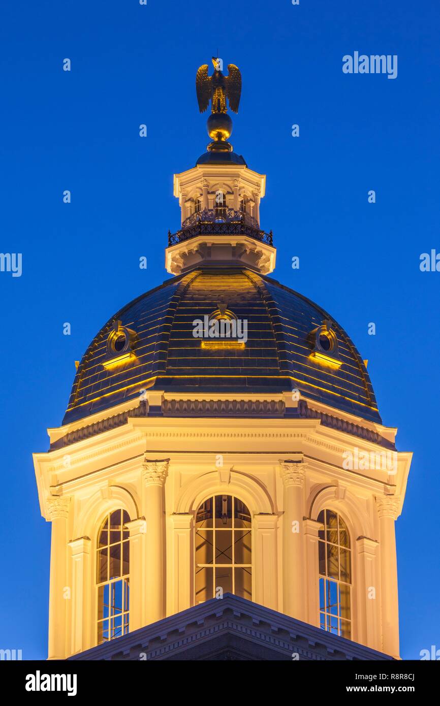 United States, New England, New Hampshire, Concord, New Hampshire State House, Dämmerung Stockfoto