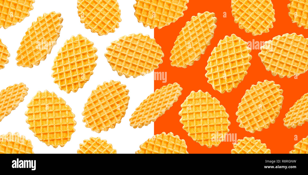 Belgische Waffeln nahtlose Muster auf weißem Hintergrund Stockfoto