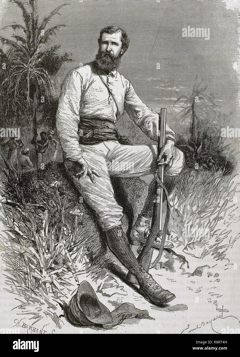 Cameron Verney Lovett (1844 – 1894). Britischer Reisender und Entdecker. Kupferstich von Barbant. Stockfoto
