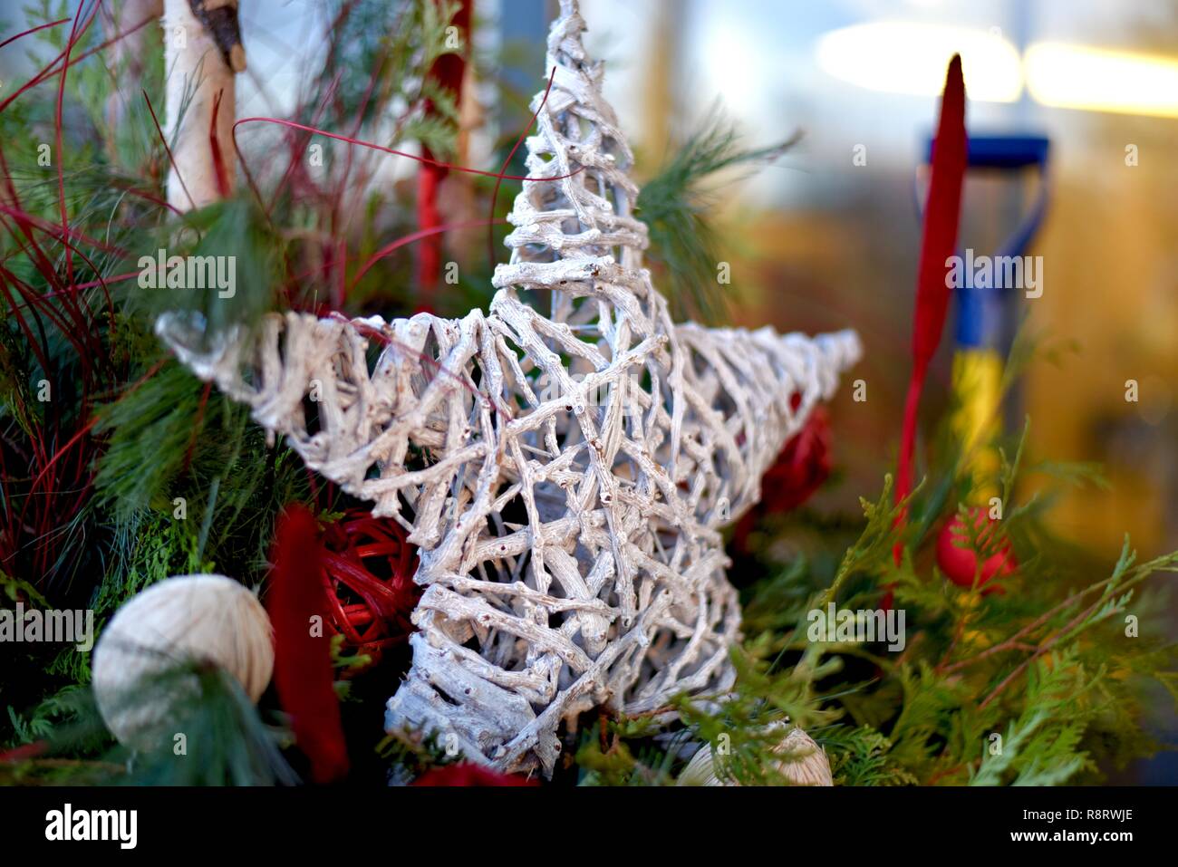 Urlaub/Weihnachten Sterne aus Korbweide Stockfoto