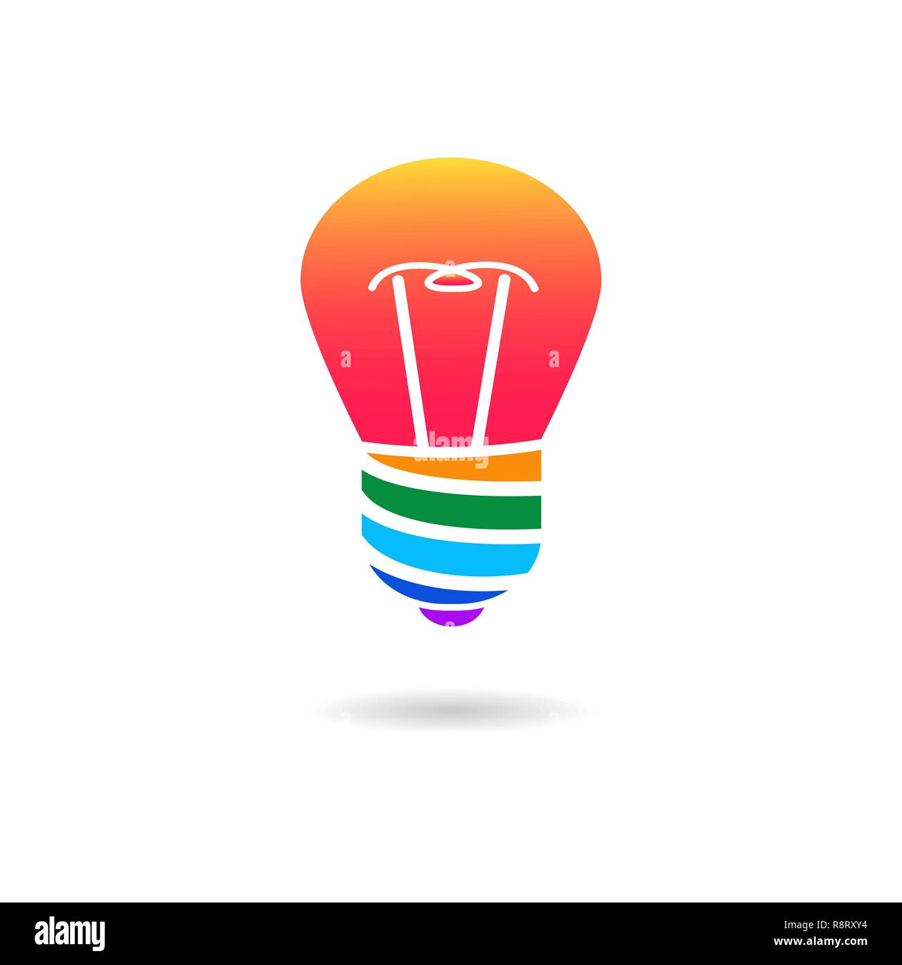 Mehrfarbige LED Leuchte Symbol. Glühbirne als kreative Idee Konzept Stock Vektor