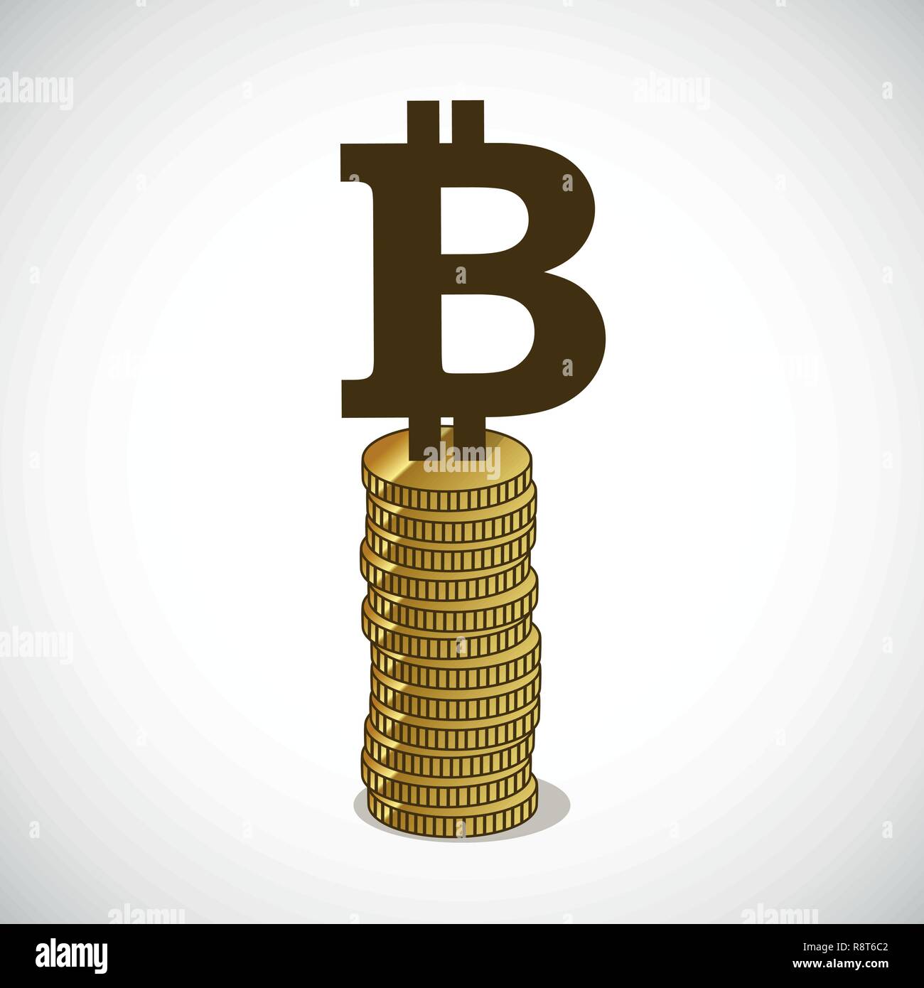 Bitcoin steht auf Goldmünzen Konzept der cryptocurrency Vektor-illustration EPS 10. Stock Vektor