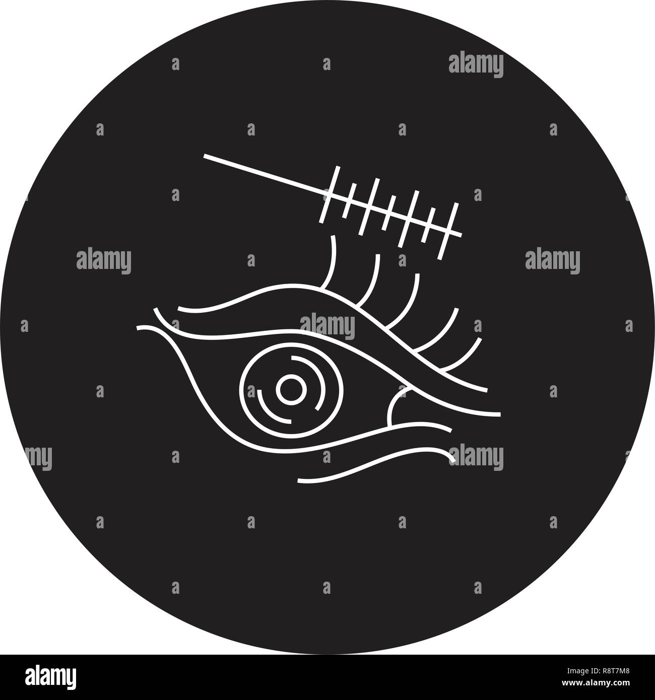 Augen Make-up schwarz Vektor Konzept Symbol. Augen Make-up Flachbild Illustration, Zeichen Stock Vektor