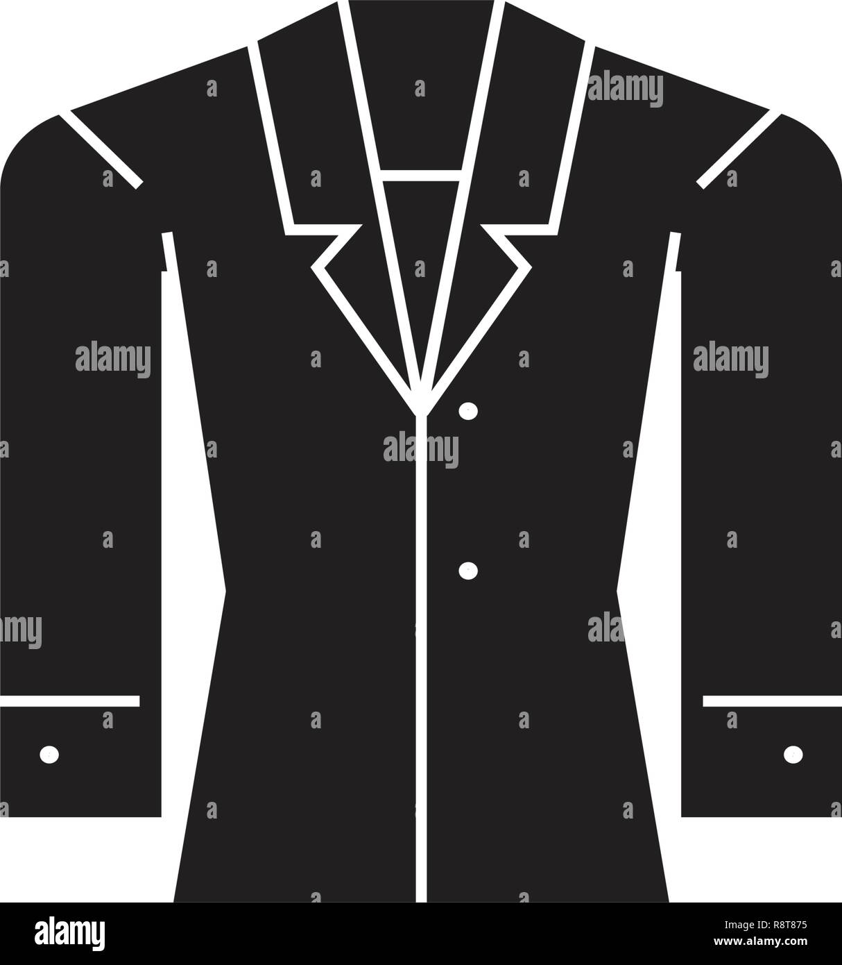 Formale Jacke schwarz Vektor Konzept Symbol. Formale Jacke flachbild Illustration, Zeichen Stock Vektor