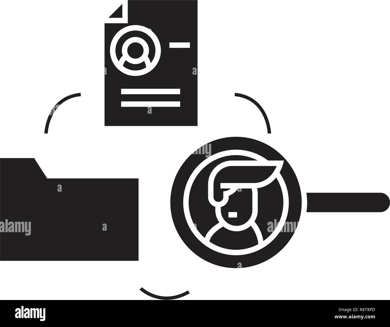 Menschliche resourse Datenbank schwarz Vektor Konzept Symbol. Menschliche resourse Datenbank flachbild Illustration, Zeichen Stock Vektor