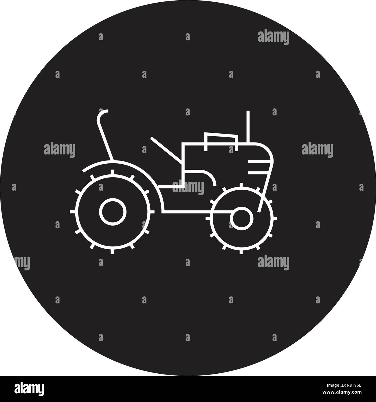 Mini Traktor schwarz Vektor Konzept Symbol. Mini Traktor flachbild Illustration, Zeichen Stock Vektor