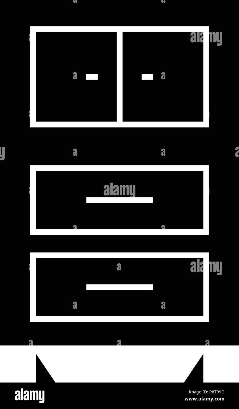 Büro Schränke schwarz Vektor Konzept Symbol. Büro schränken Flachbild Illustration, Zeichen Stock Vektor