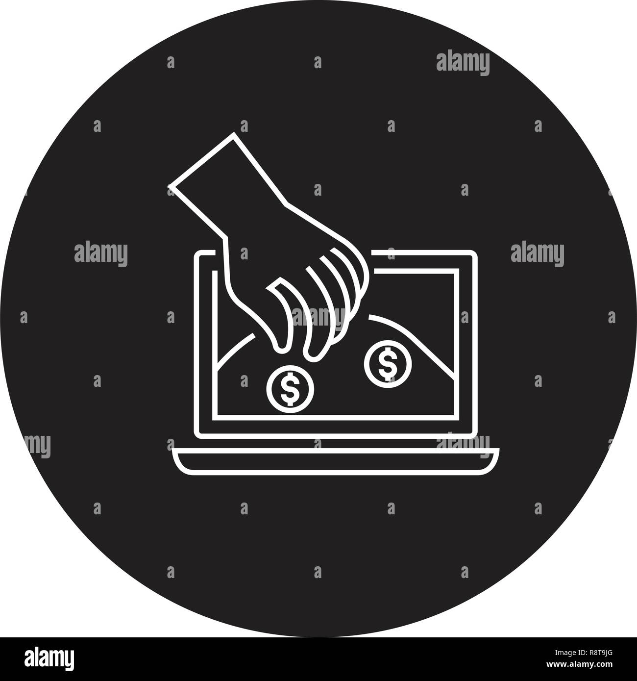 Online Investments schwarz Vektor Konzept Symbol. Online Investments flachbild Illustration, Zeichen Stock Vektor