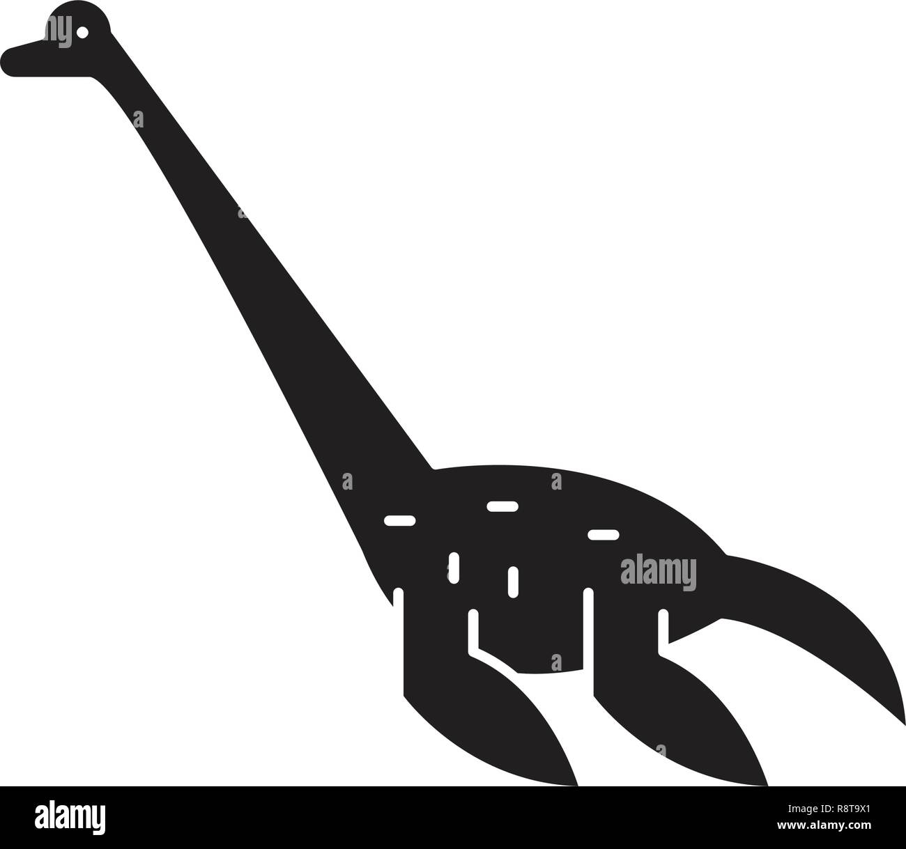Plesiosaurus schwarz Vektor Konzept Symbol. Plesiosaurus flachbild Illustration, Zeichen Stock Vektor