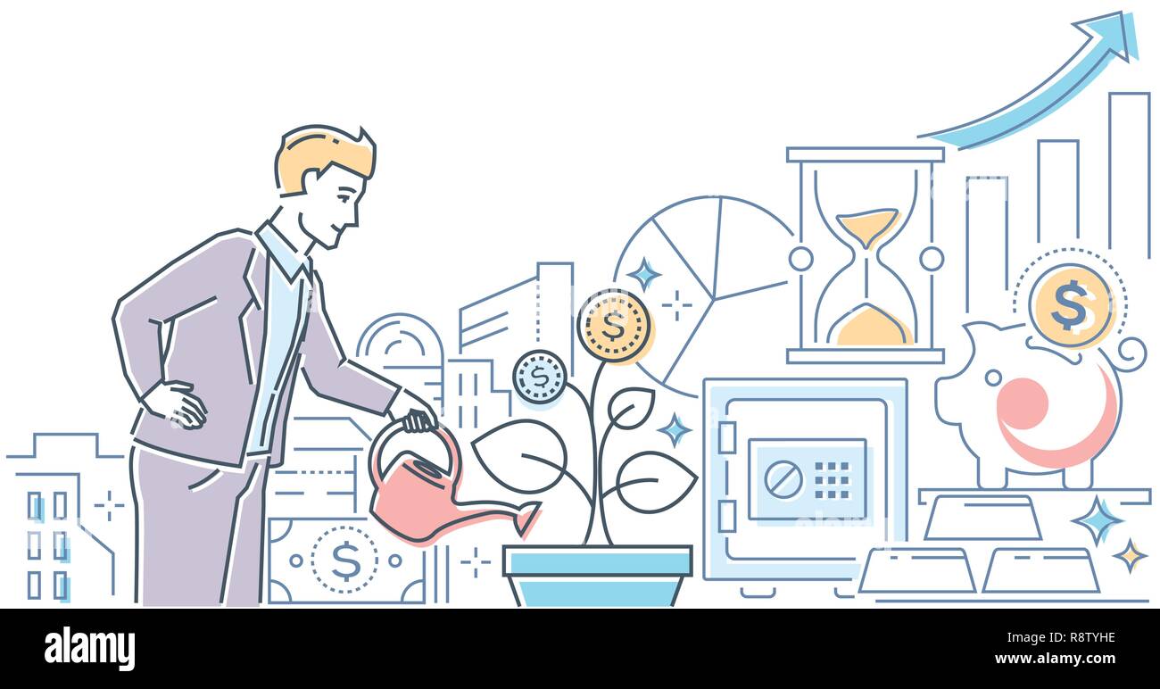 Investitionen Konzept - moderne Linie Design Illustration Stock Vektor