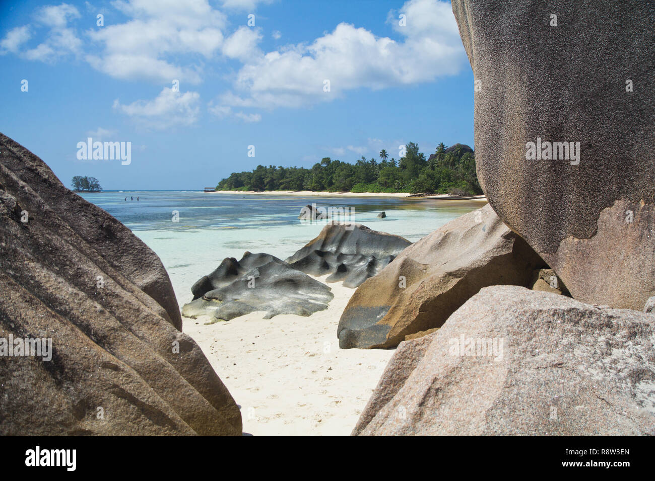 Anse Source D'Argent, La Digue-World-berühmten Strand, und eine der am meisten fotografierten Orte in der ganzen Welt dank seiner erstaunlichen natürlichen Schönheit Stockfoto