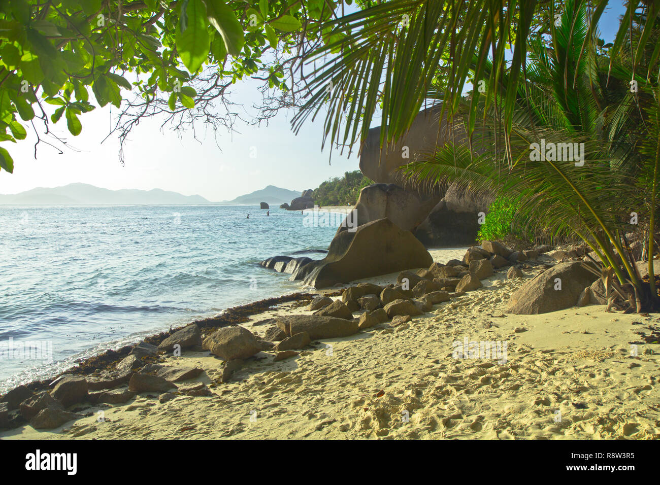 Anse Source D'Argent, La Digue-World-berühmten Strand, und eine der am meisten fotografierten Orte in der ganzen Welt dank seiner erstaunlichen natürlichen Schönheit Stockfoto