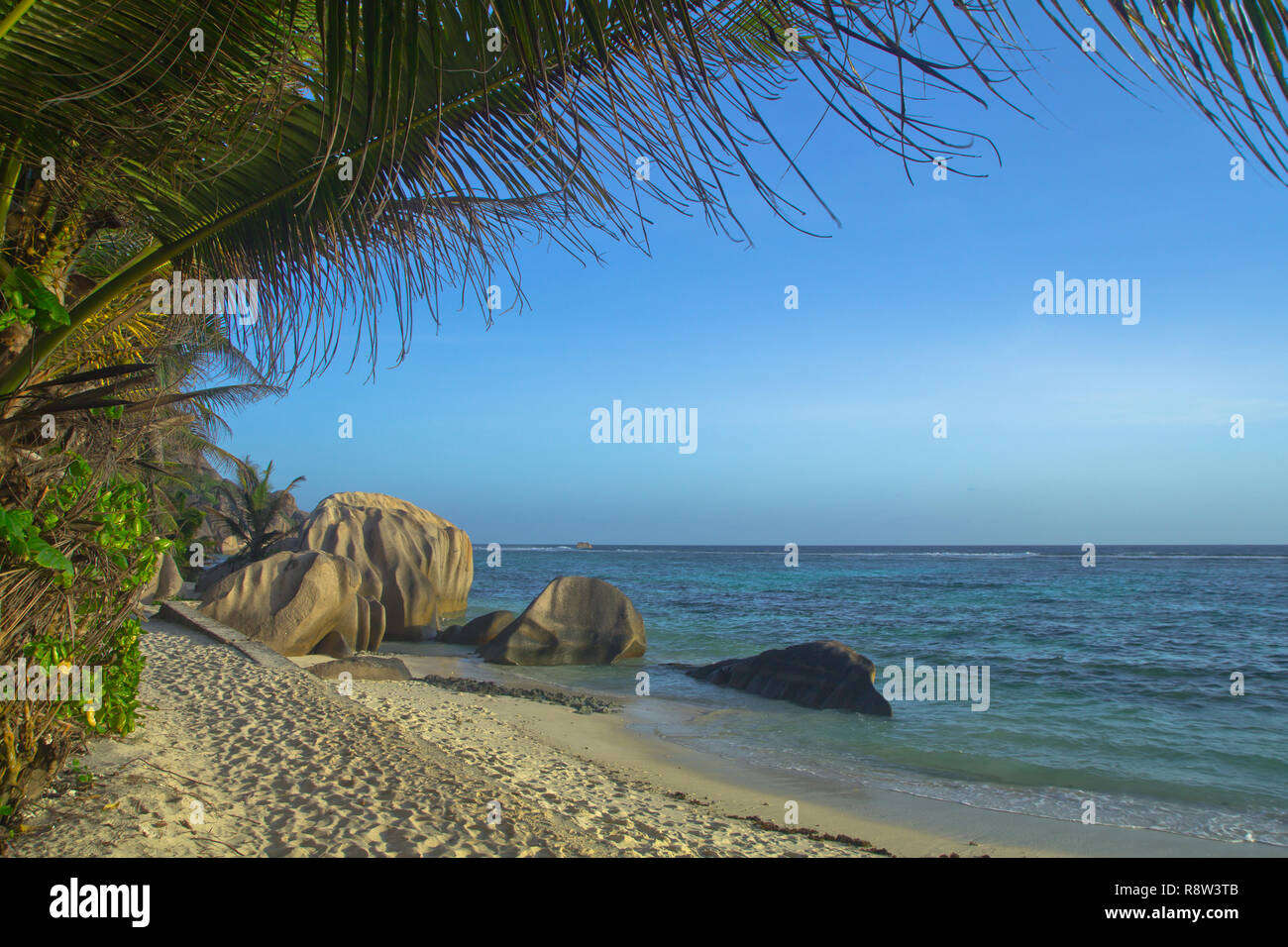Anse Source D'Argent, La Digue-World-berühmten Strand, und eine der am meisten fotografierten Orte in der ganzen Welt dank seiner erstaunlichen natürlichen Schönheit Stockfoto