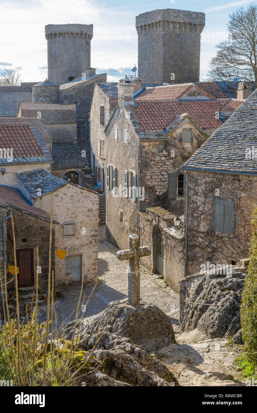 Frankreich, Aveyron, Causses und Cevennen, mediterranen Kulturlandschaft Agro-weidewirtschaft, als Weltkulturerbe von der UNESCO, der Causse du Larzac, Stockfoto