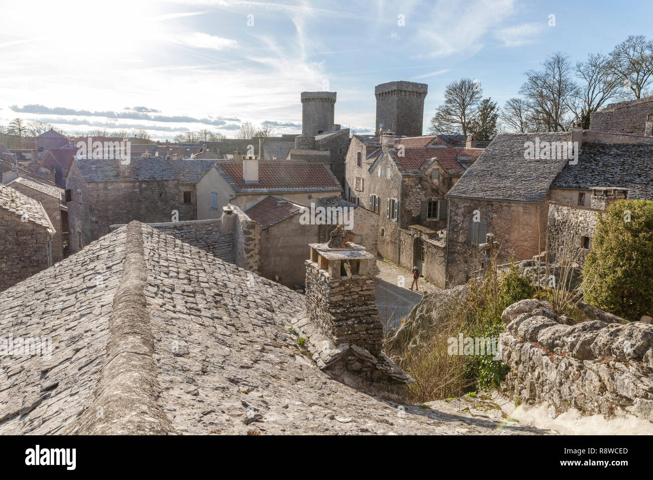 Frankreich, Aveyron, Causses und Cevennen, mediterranen Kulturlandschaft Agro-weidewirtschaft, als Weltkulturerbe von der UNESCO, der Causse du Larzac, Stockfoto