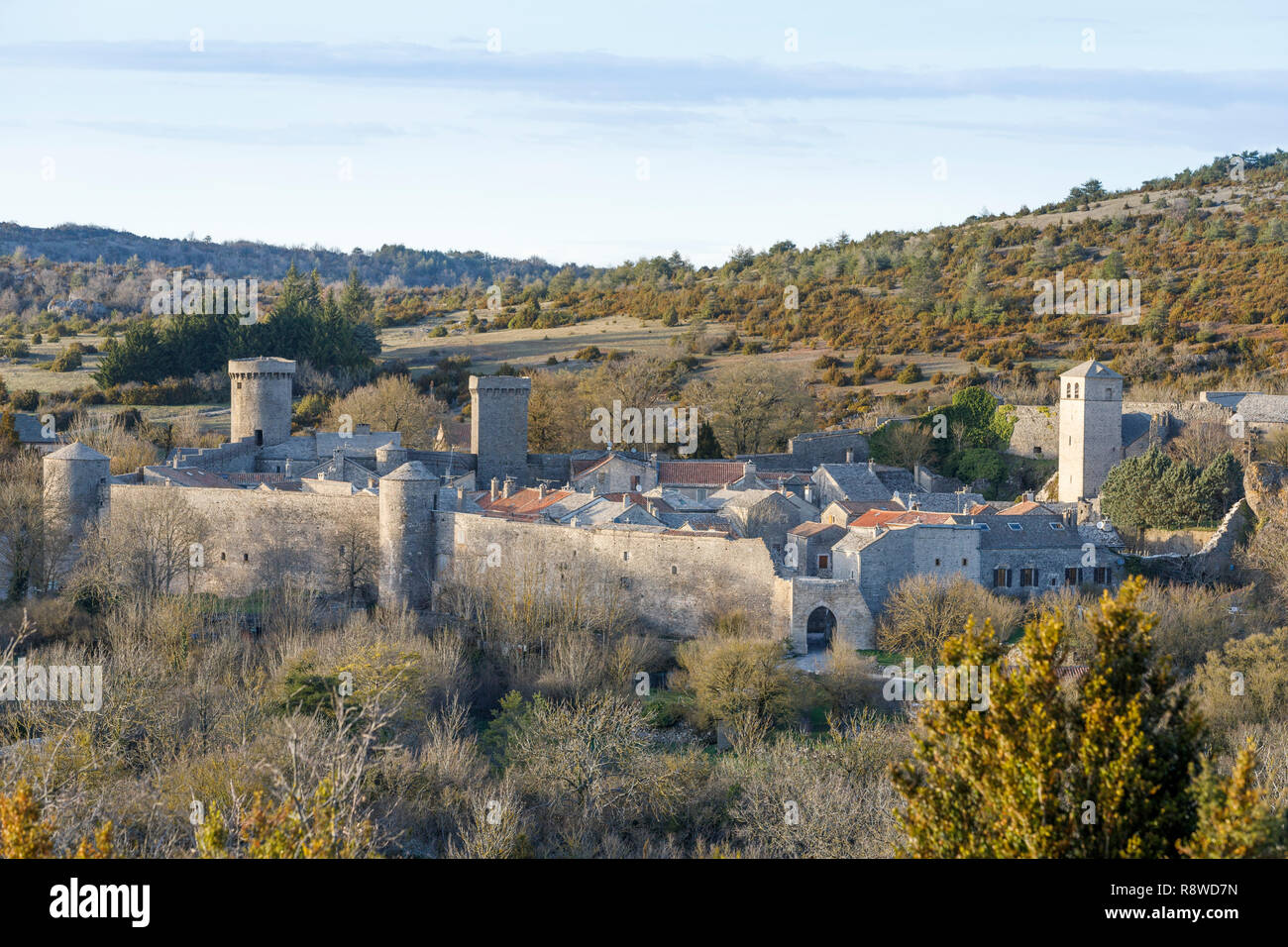 Frankreich, Aveyron, Causses und Cevennen, mediterranen Kulturlandschaft Agro-weidewirtschaft, als Weltkulturerbe von der UNESCO, der Causse du Larzac, Stockfoto