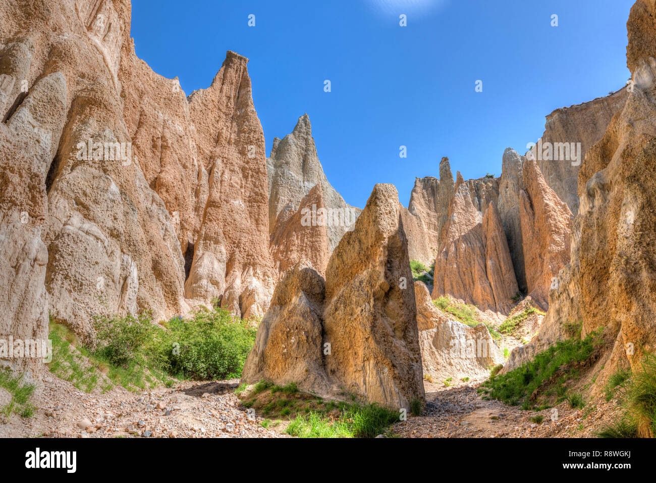 Clay Klippen, Omarama, Canterbury, Südinsel, Neuseeland Stockfoto