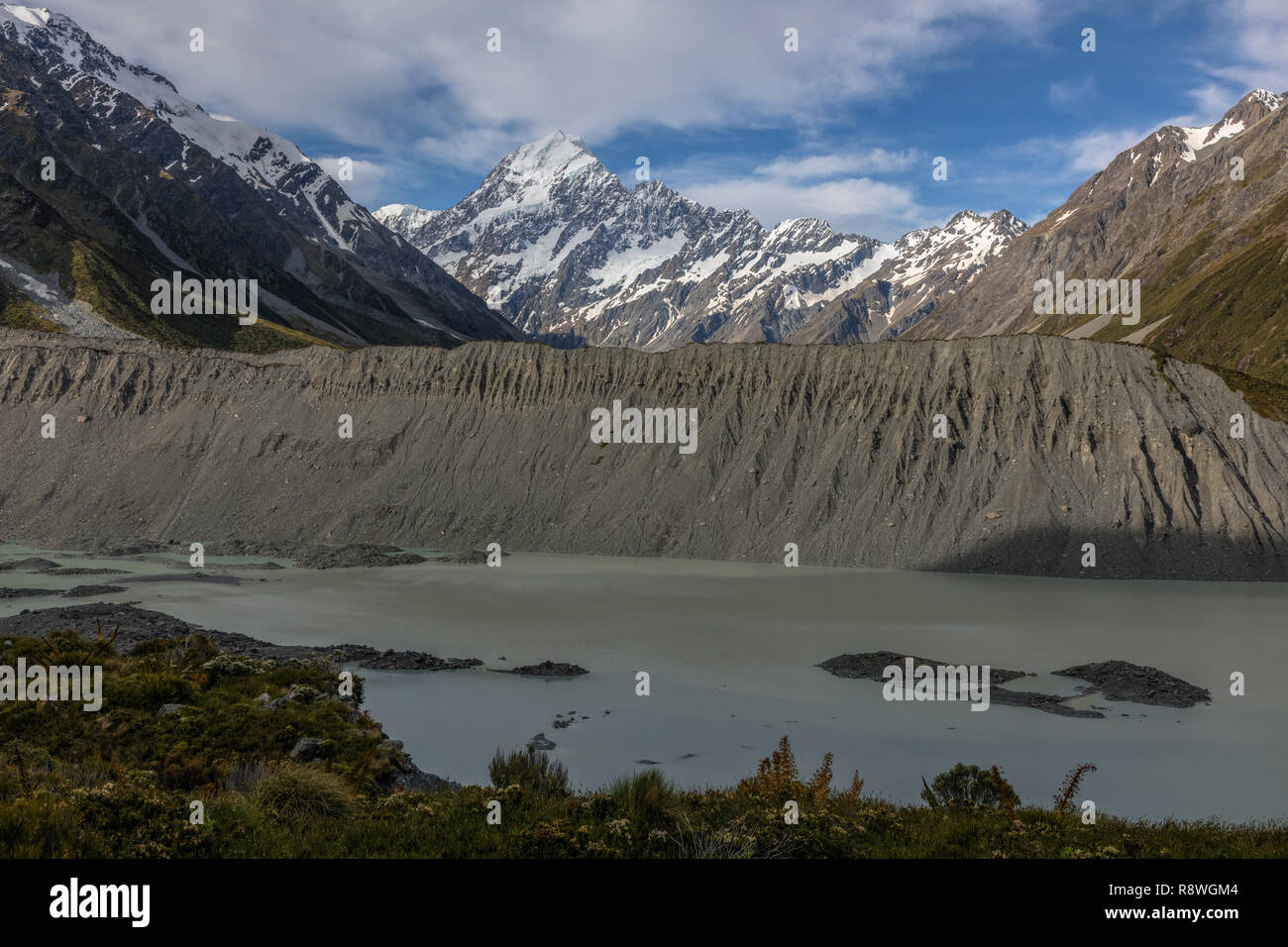 Mount Cook, Lake Pukaki, Canterbury, Südinsel, Neuseeland Stockfoto