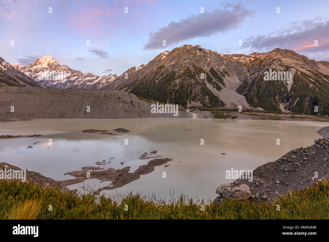 Mount Cook, Lake Pukaki, Canterbury, Südinsel, Neuseeland Stockfoto