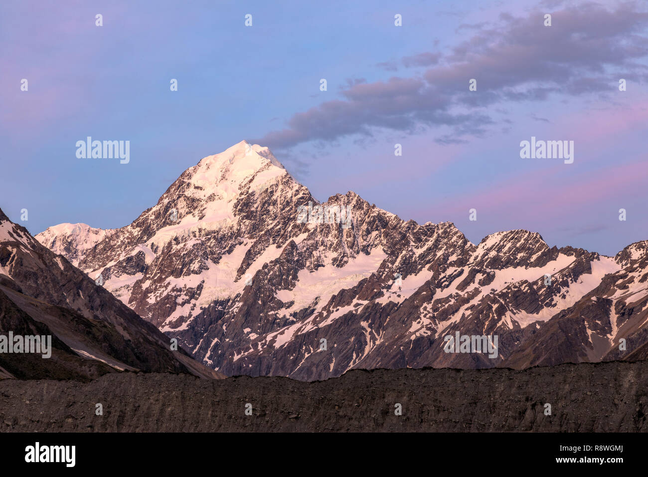 Mount Cook, Lake Pukaki, Canterbury, Südinsel, Neuseeland Stockfoto