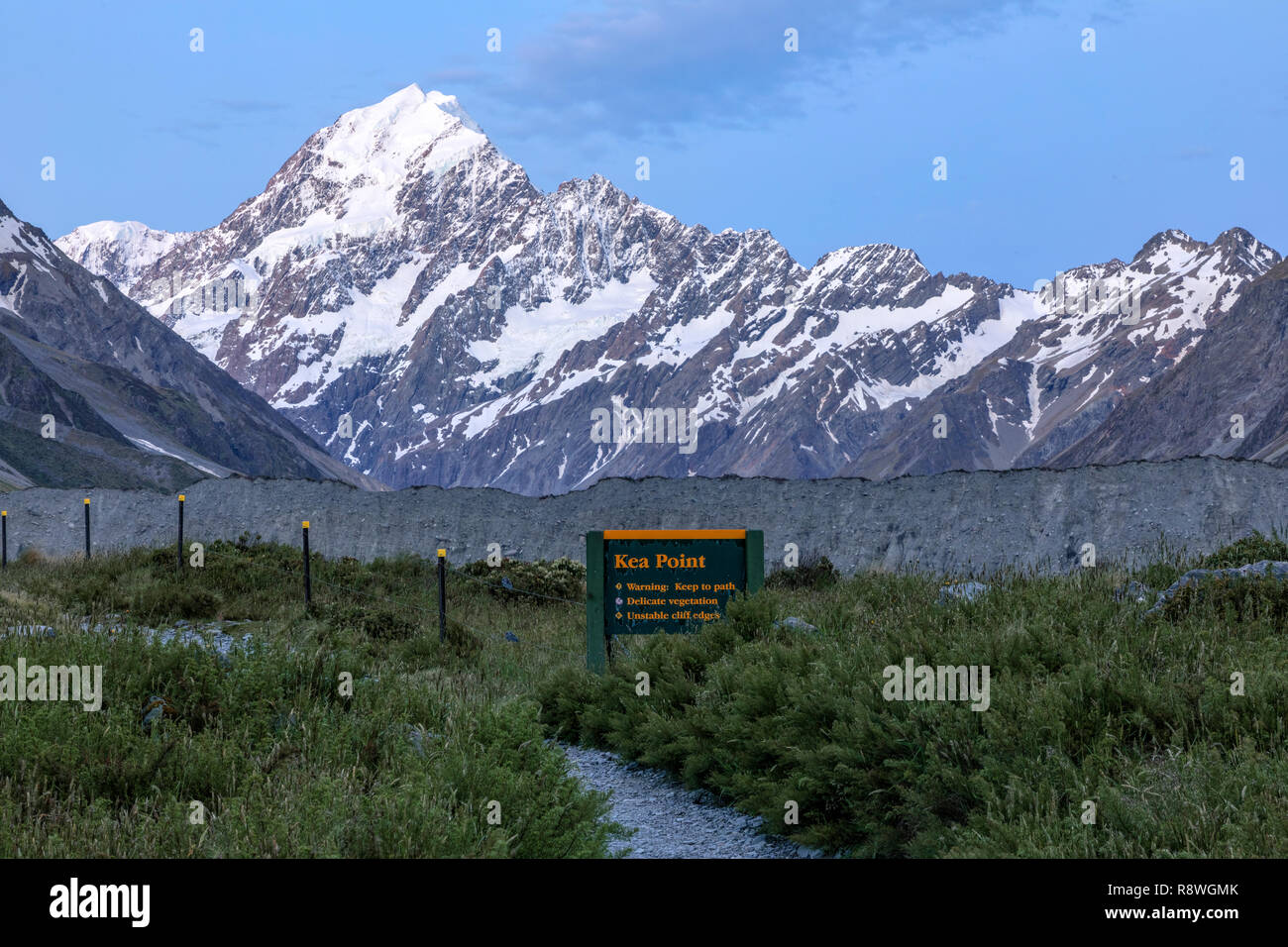 Mount Cook, Lake Pukaki, Canterbury, Südinsel, Neuseeland Stockfoto