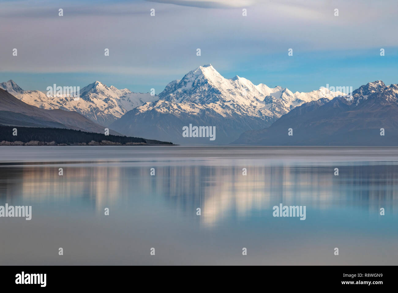 Mount Cook, Lake Pukaki, Canterbury, Südinsel, Neuseeland Stockfoto