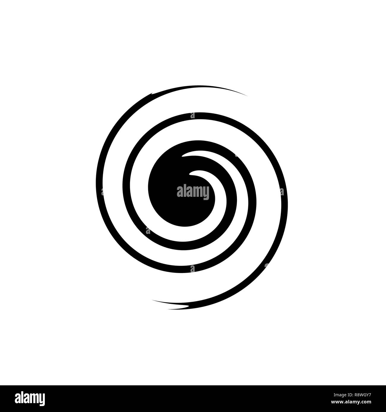 Abstrakte Spirale in der Form eines schwarzen Kreis auf weißem Hintergrund. Stockfoto
