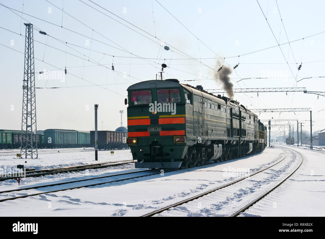 Nowosibirsk, Russland Januar 24, 2018 Lokomotive oder Motor ist ein