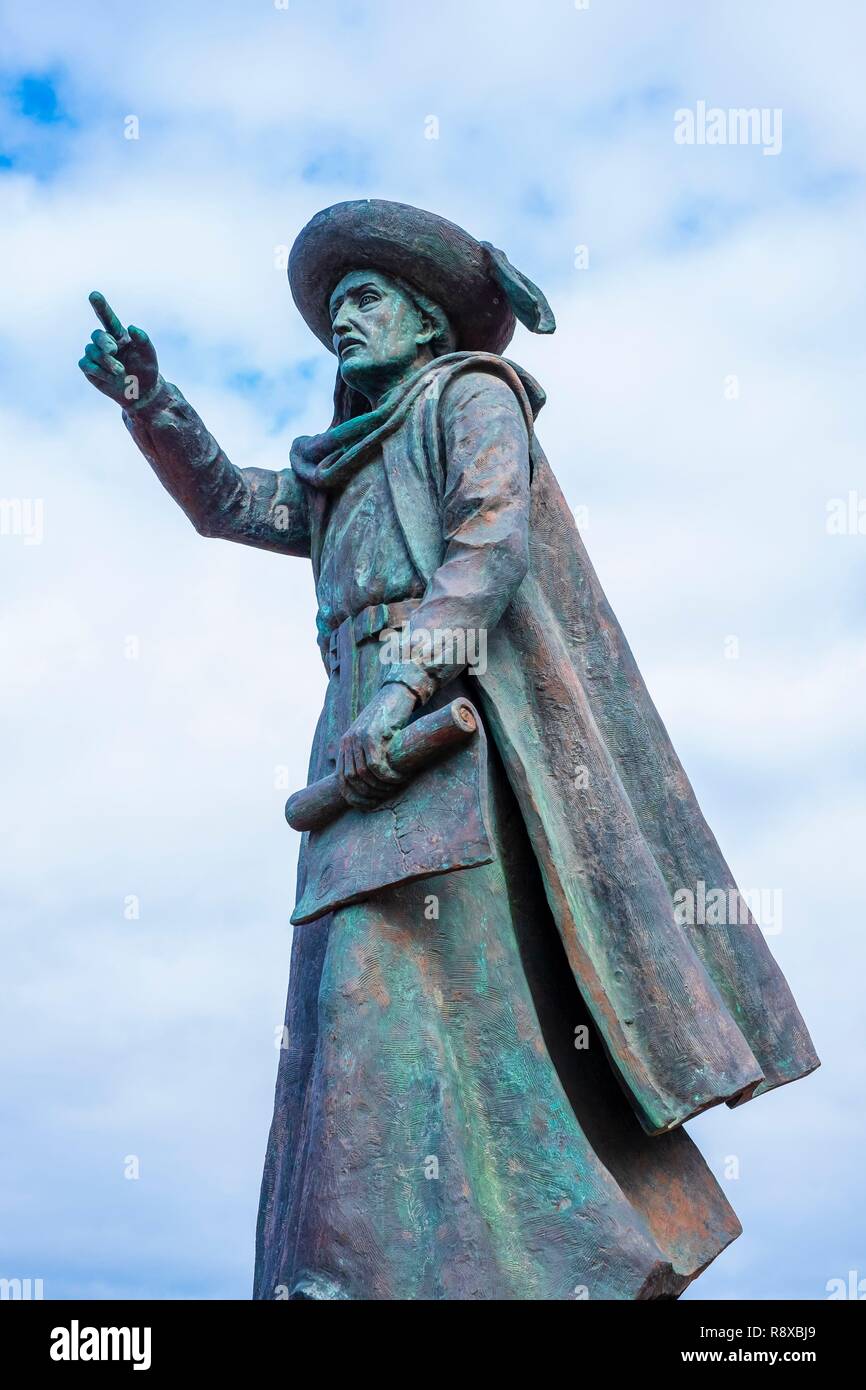 Portugal, Algarve, Süd-west Alentejano und Costa Vicentina, Sagres im äußersten Südwesten von Portugal und Europa, Statue von Prinz Heinrich der Seefahrer (Infante Dom Henrique) (1394-1460) Stockfoto