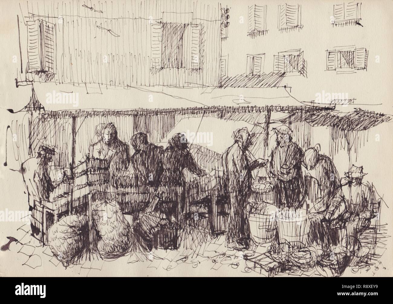 Markt Szene, Italien, c 1950. Schöpfer: Shirley Markham. Stockfoto