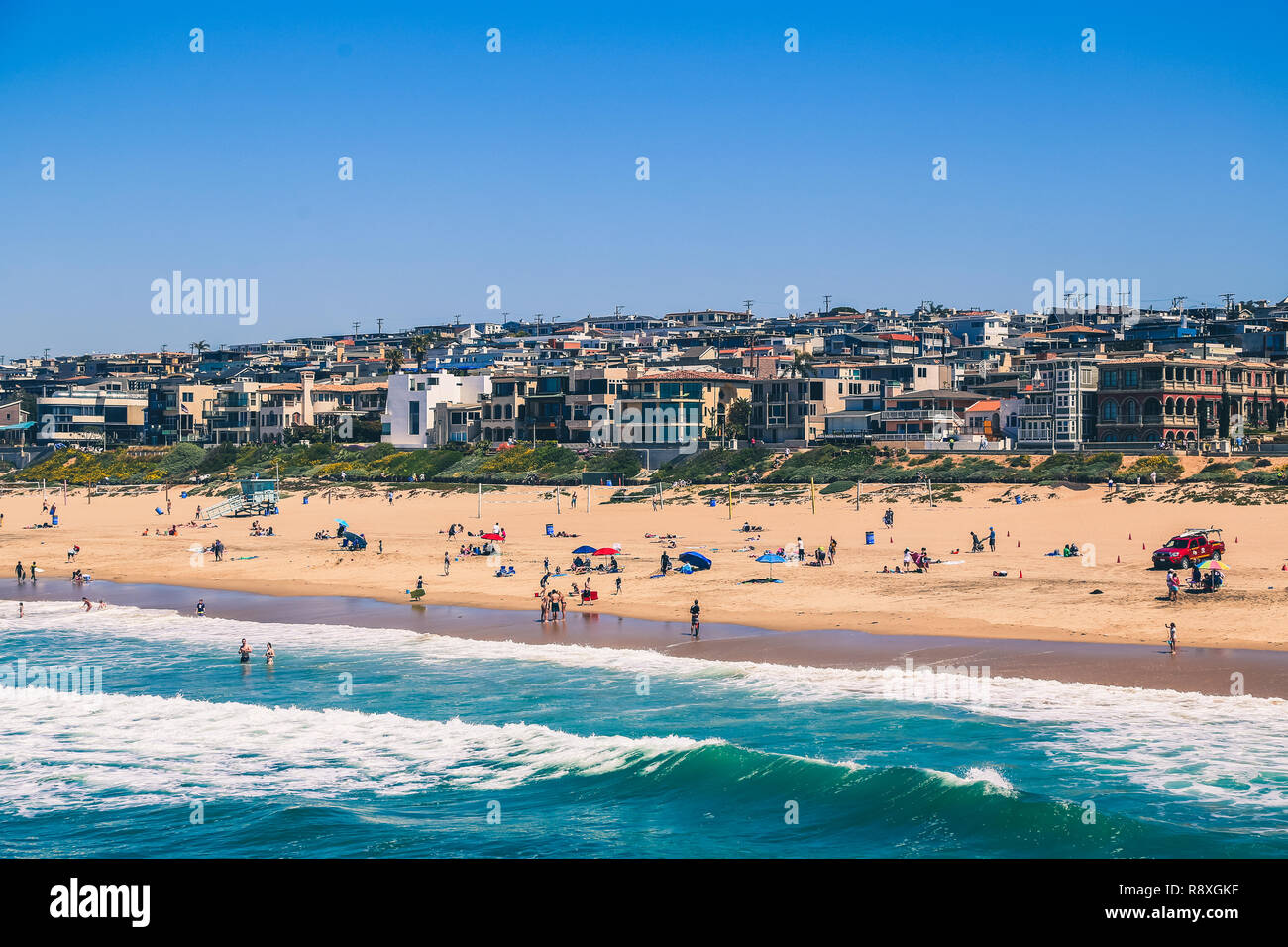 Blick auf Manhattan Beach in Los Angeles Kalifornien an einem sonnigen Tag Stockfoto