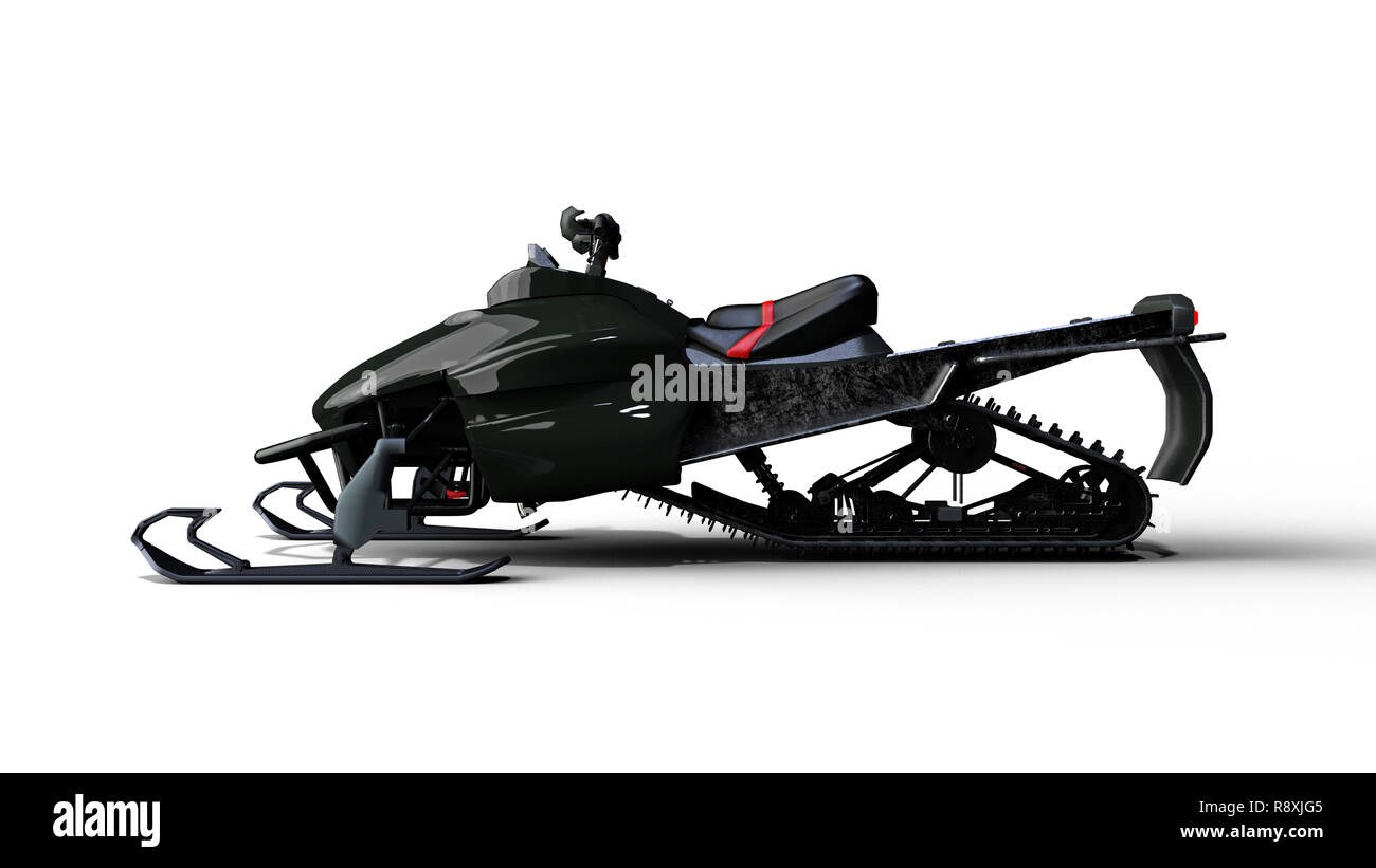 Schneemobil, Motor Schlitten, snow Jet Ski auf weißem Hintergrund,  Seitenansicht, 3D-Rendering Stockfotografie - Alamy