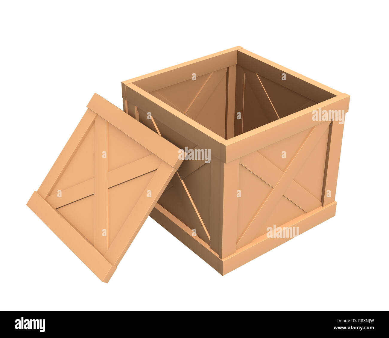 Leere Schachtel für Post Sendungen, mit einem offenen Brief. Objekte über  Weiß Stockfotografie - Alamy